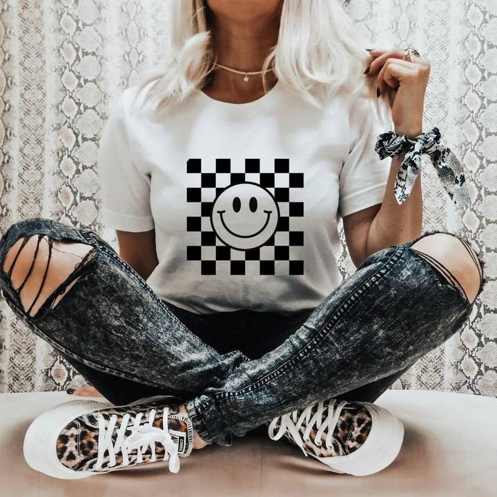Checkered Smiley Face for wholesale by 713 Creations