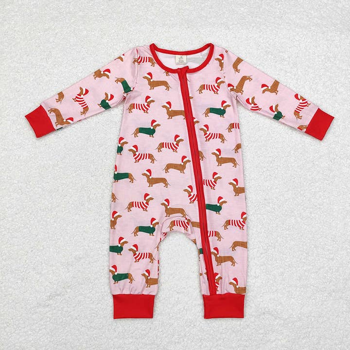 Aier Wholesale - Wholesale Sleepwear Set - Kids - Family Girls Boys Christmas Dachshund Pajamas Rompers Clothes Sets