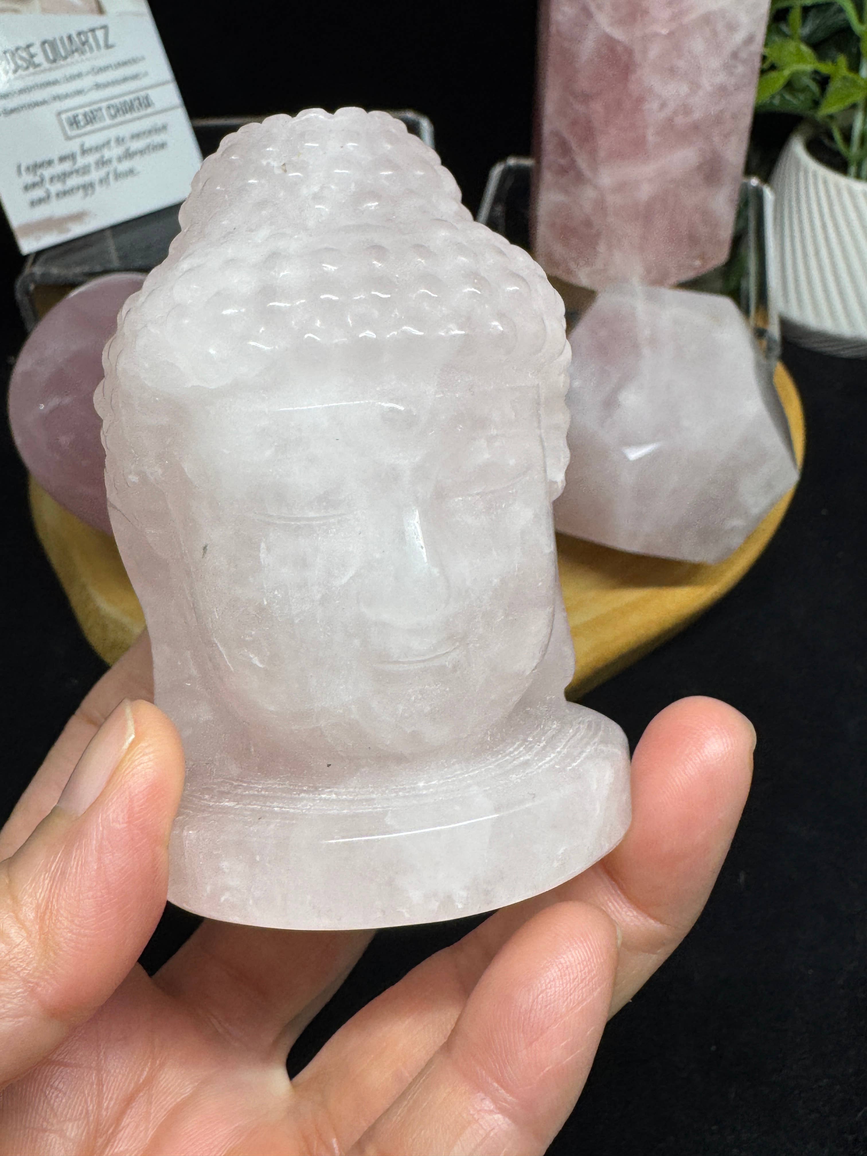 The 7 Directions - Venta al por mayor Piedras/cristales espirituales - Paquete de 5 piezas de torre de cuarzo rosa con corazón de Buda 23F7