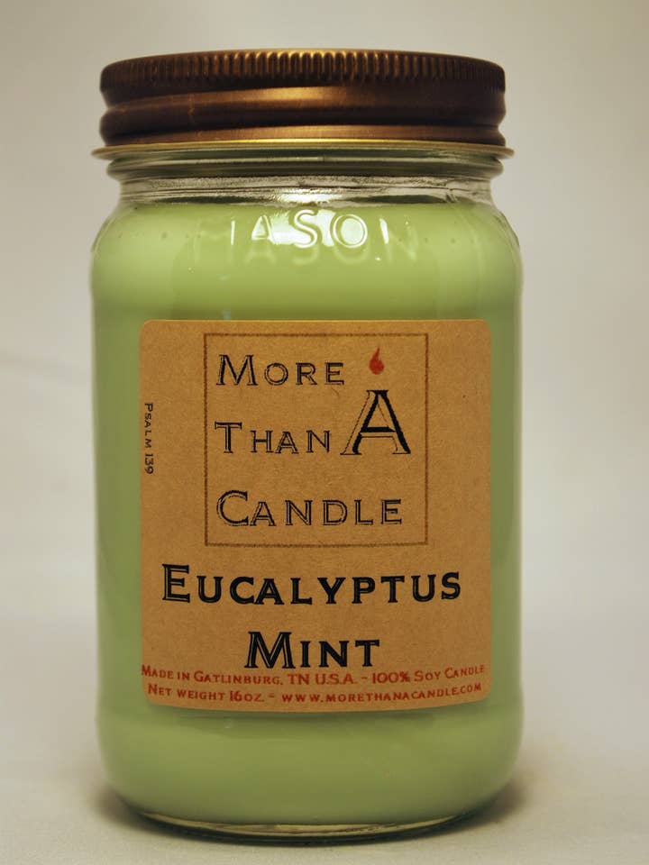 Eucalyptus Mint - Barattolo di vetro da 16 oz per la vendita all'ingrosso da parte di More Than Candle