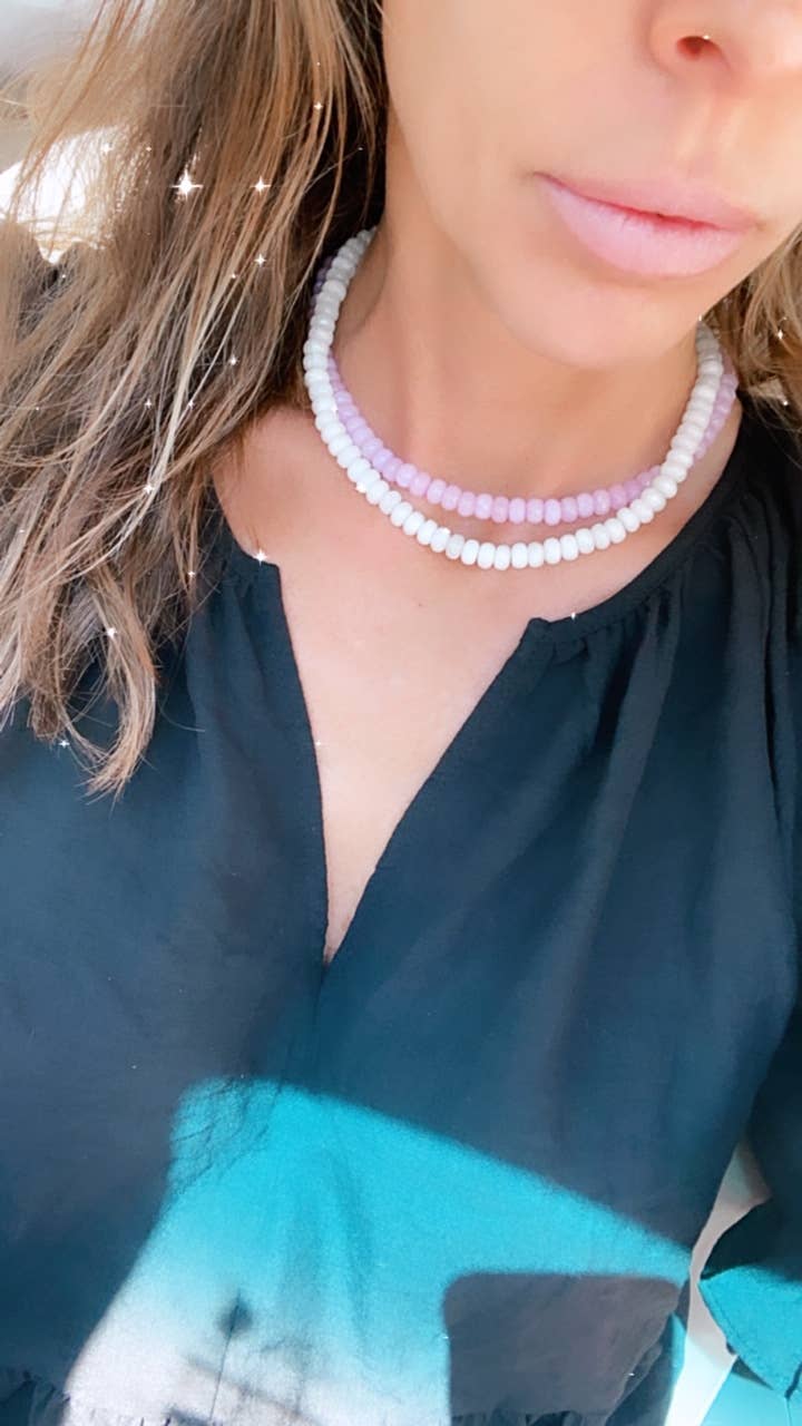 Sonya Renee Jewelry - Wholesale Beaded/Pearl Necklace - Candice Necklace - faceted and smooth gemstone roundels31