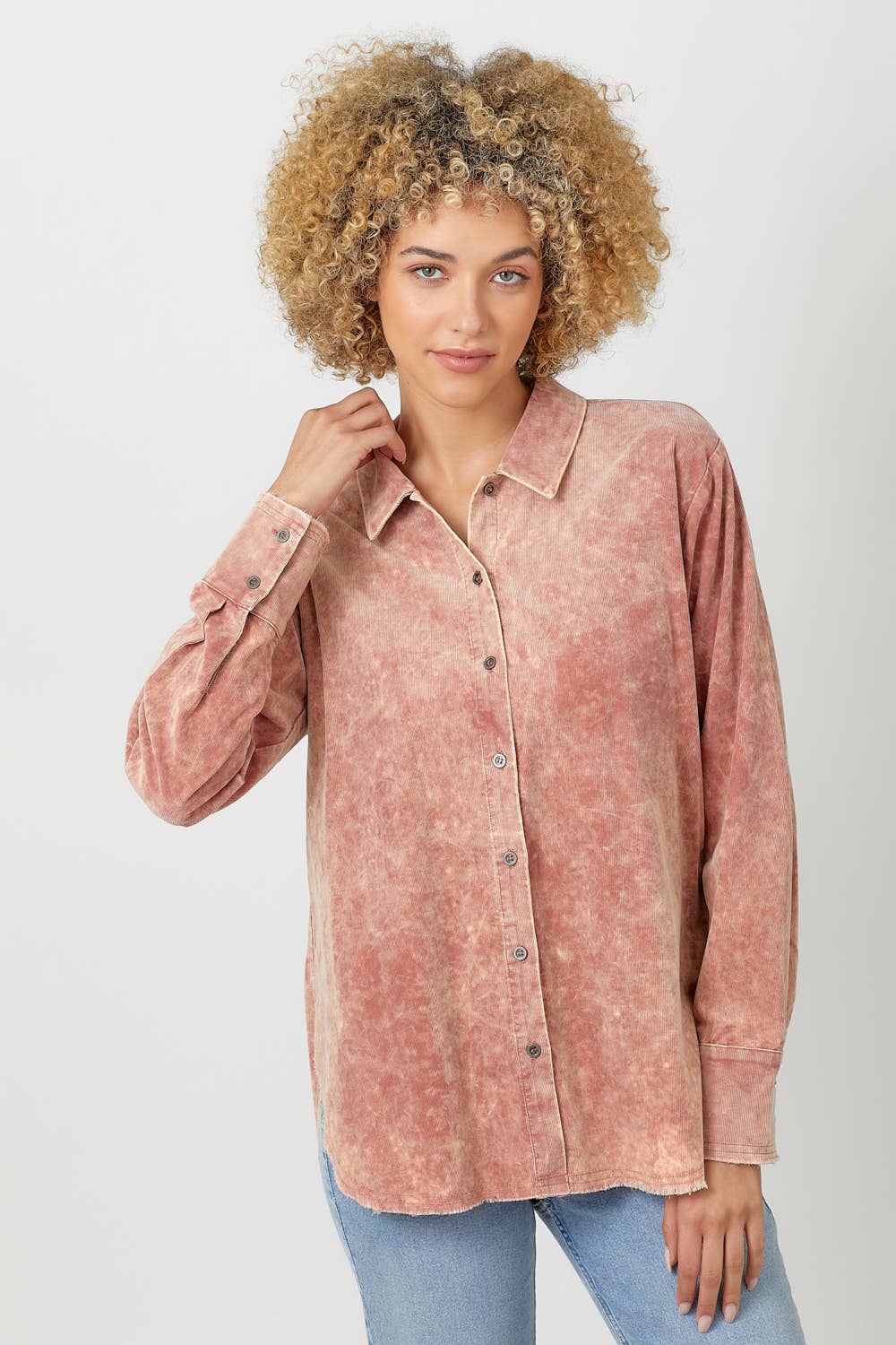 Mystree – Engroshandel Skjorte med buttondown – til kvinder – 60857 Vasket fløjlsskjorte24