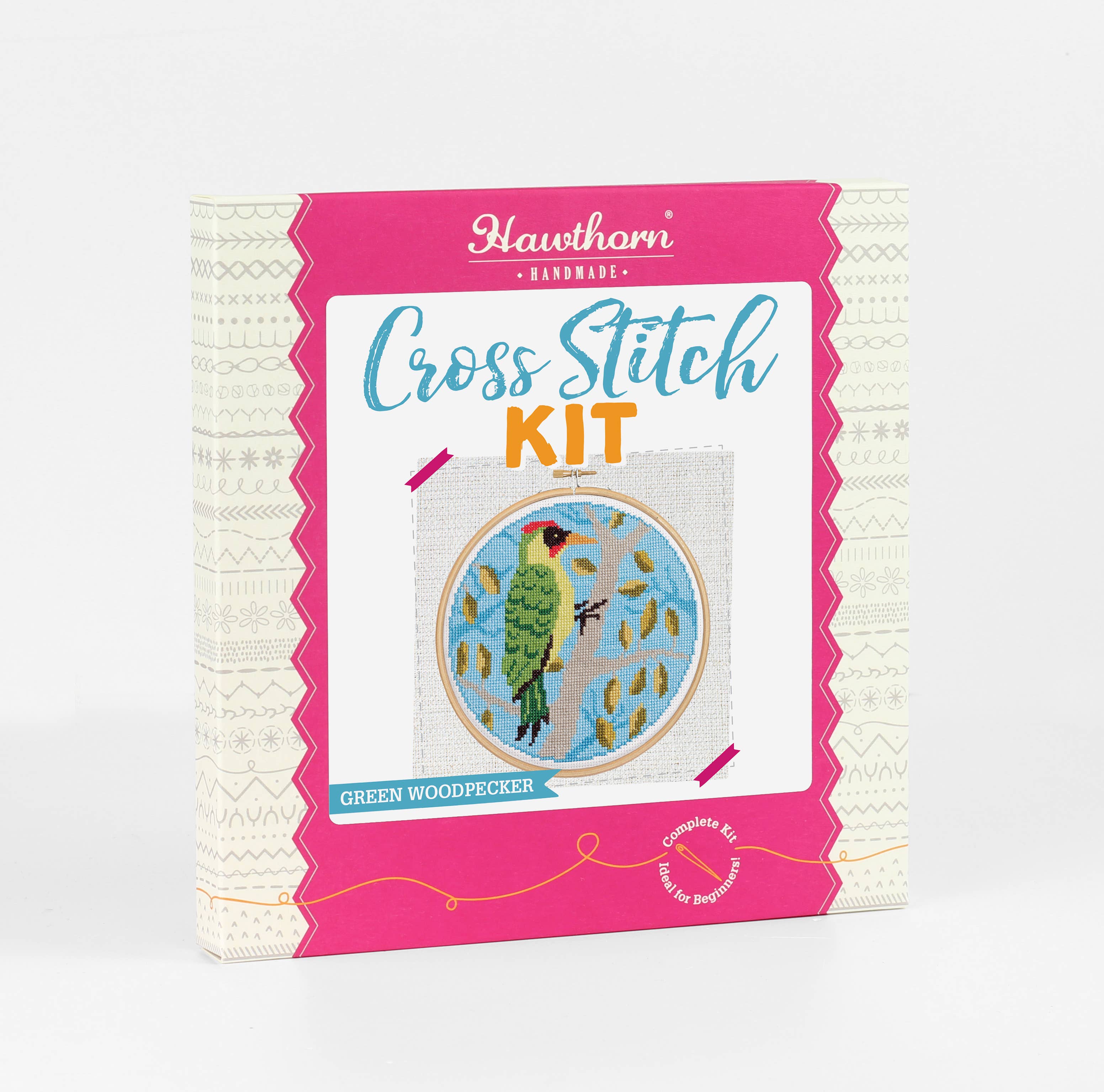 Hawthorn Handmade (US Duties Paid) - Wholesale Embroidery/Cross Stitch Supplies - Green Woodpecker Cross Stitch Kit | Beginner Craft Kit1