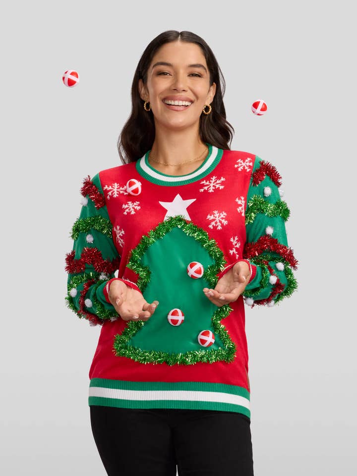 Deck the Halls Game Sweater - Women's Fun Christmas Pullover for wholesale by Tipsy Elves
