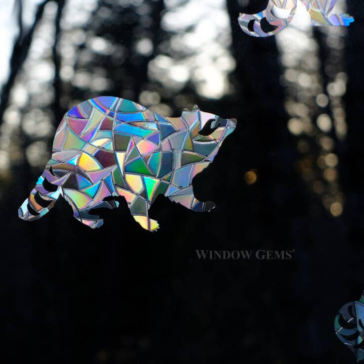 Window Gems - Wholesale Suncatcher - Raccoon Window Clings - Bird Strike Prevention Suncatchers2