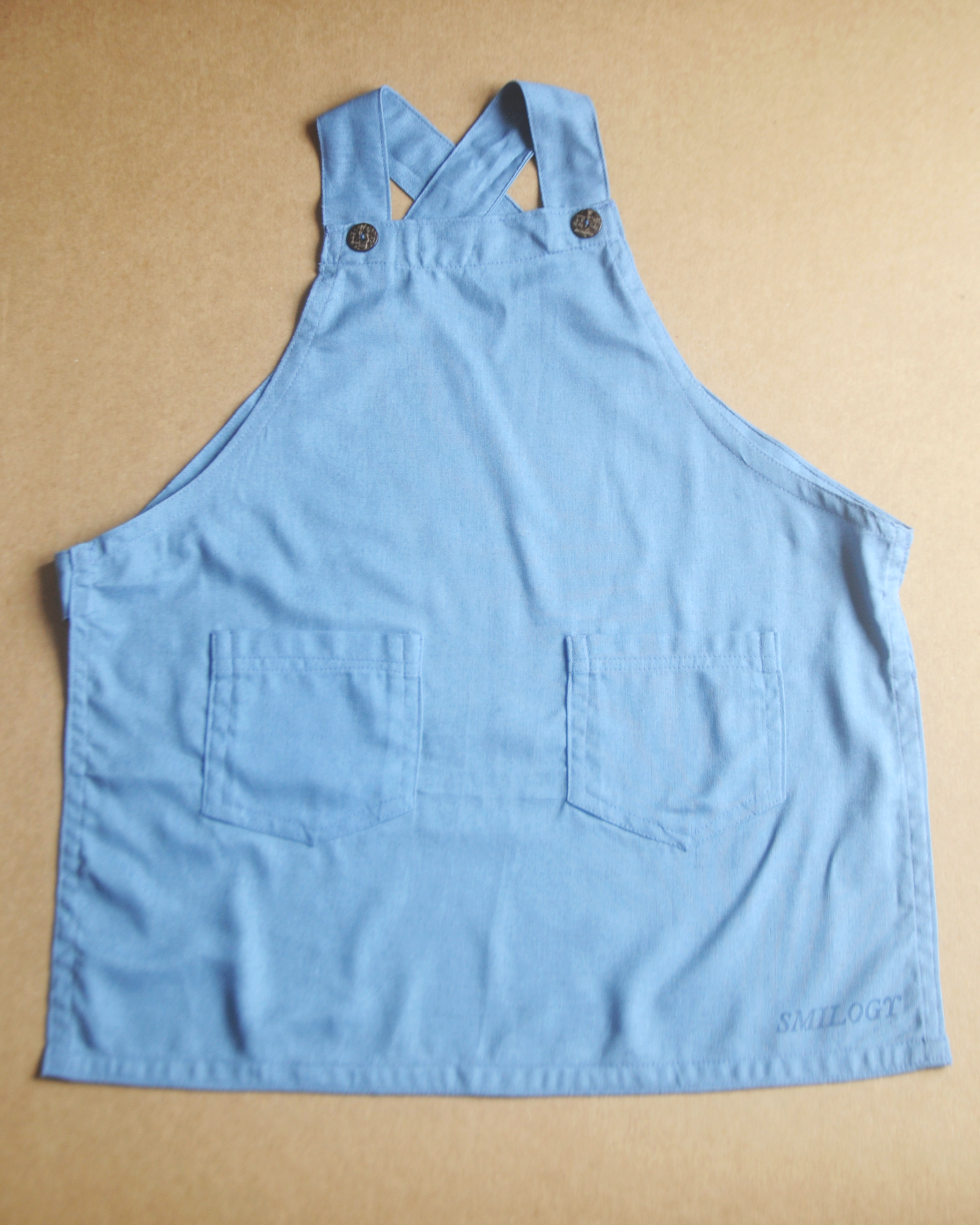 Smilogy Kids Ltd – wholesale Apron – Kids – Denim Blue Kids Linen Apron1