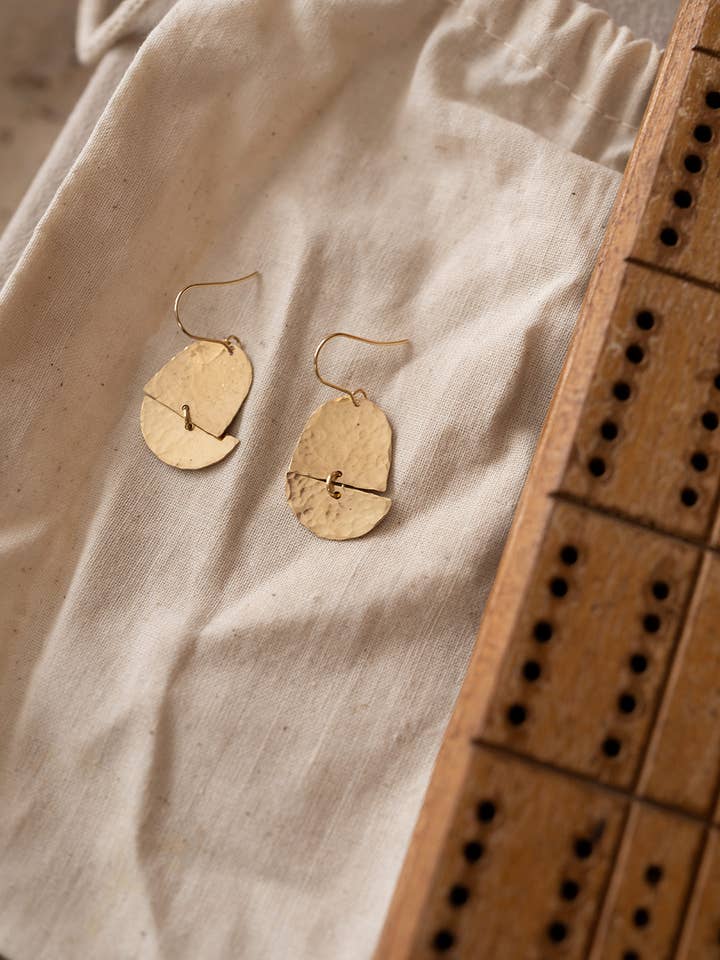 Hammered Brass Brume Earring for wholesale by Found & Feral