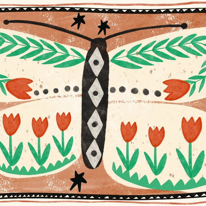 Carole Hillman - Wholesale Art Print - Folk Butterfly1