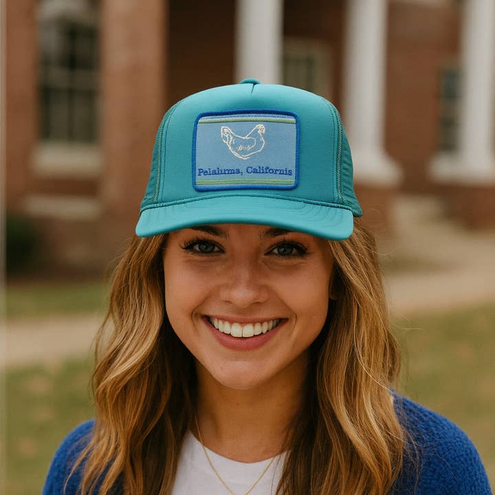 Petaluma Chicken Patch Foam Trucker Hat, Jade for wholesale by Luma Vintage