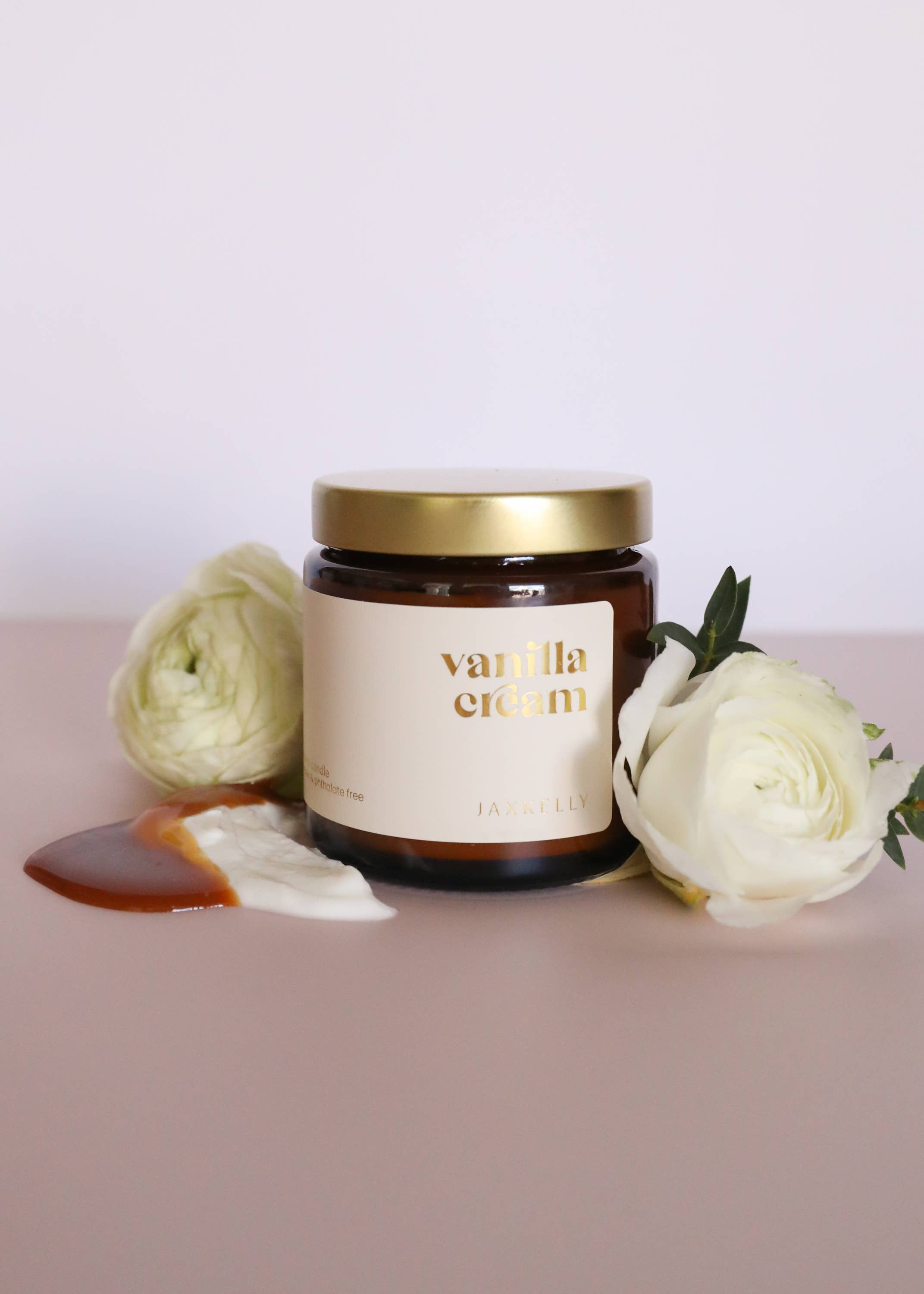 JaxKelly Candles - Wholesale Jar/Filled Candle - 4oz - Vanilla Cream Candles - Amber1