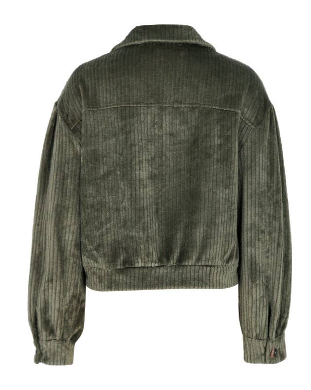 Vert Veste courte en velours côtelé à revers en vente sur Faire2