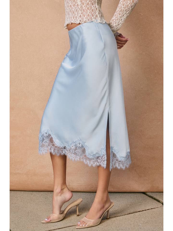 Dress Forum - Vente Jupe – femme - Jupe crayon en satin terne avec ourlet en dentelle (1)16