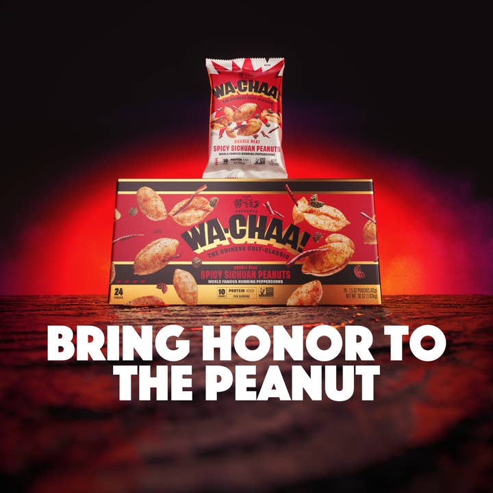 WA-CHAA! - Wholesale Nuts - WA-CHAA! Double Heat Spicy Sichuan Peanuts - 24 pack x 1.5oz4