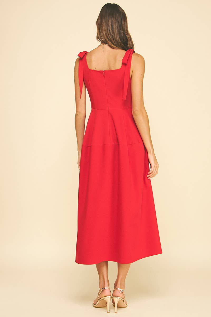 PINCH - Wholesale Dress - Women's - RIBBON DETAILED SLEEVE MIDI DRESS - 6523D5