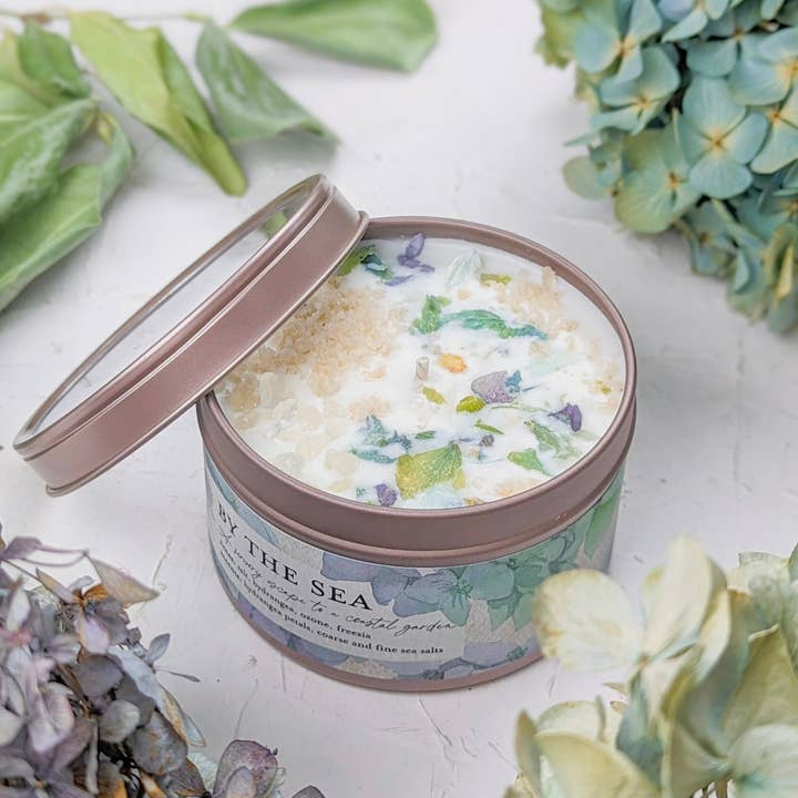Ash & Rose - Wholesale Jar/Filled Candle - By the Sea - Hydrangea and Sea Salt Candle