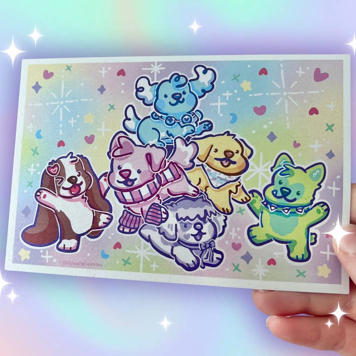 Woolblossom - Wholesale Art Print - Magical Puppy Group! ~ Shimmer Print