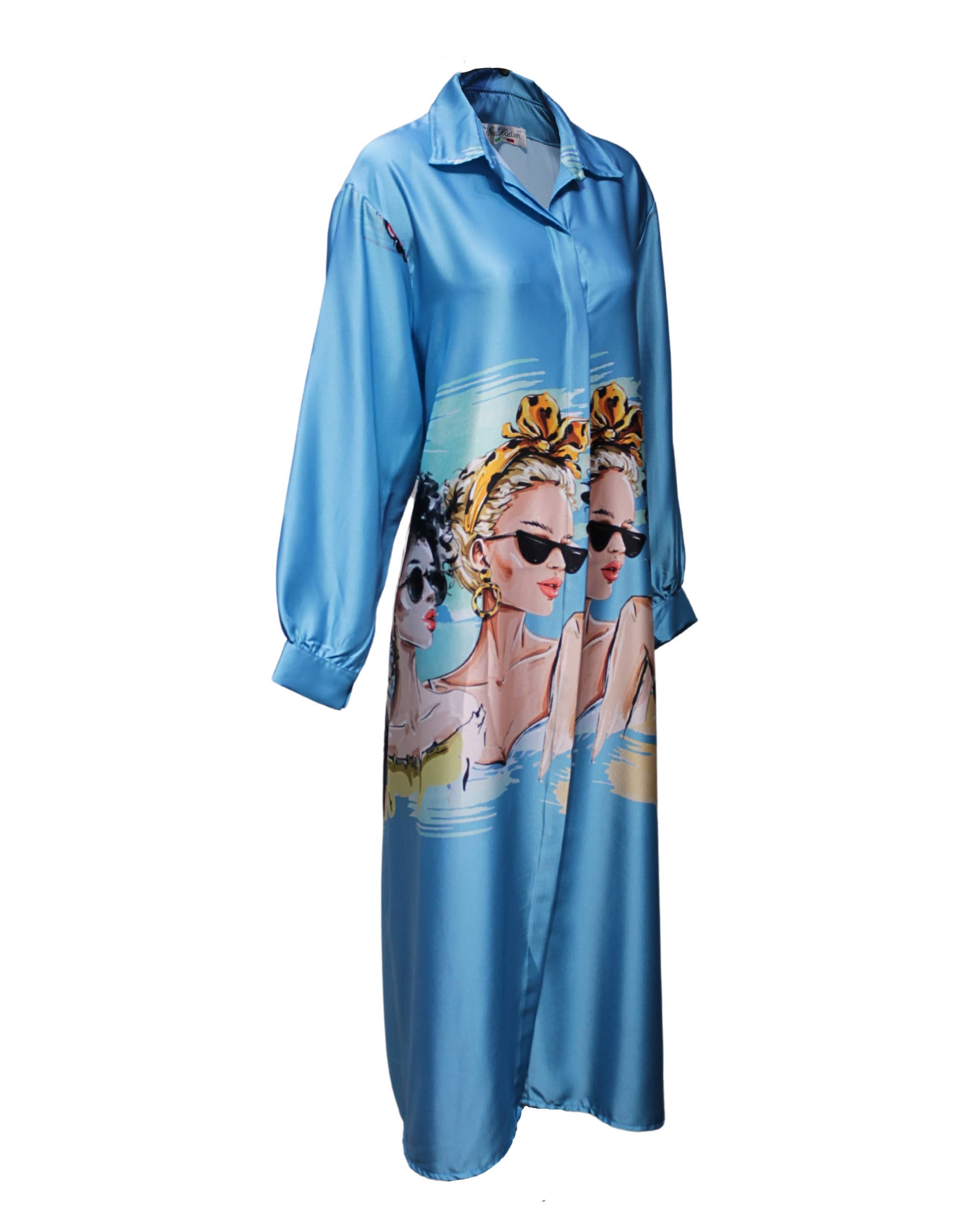 BanBat – Engroshandel Kjole - Dame – Satinskjortekjole med trykt mønster - REF: 3073618