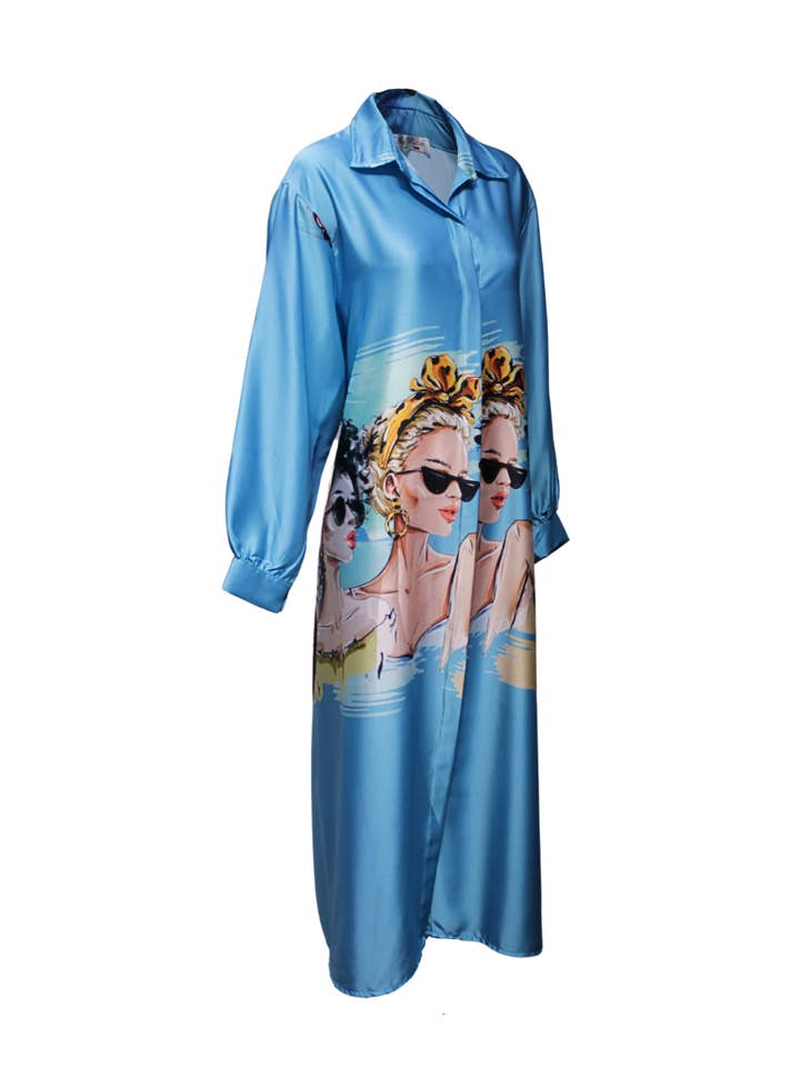 BanBat – wholesale Klänning - Dam – Satintryckt skjortklänning - REF: 3073618