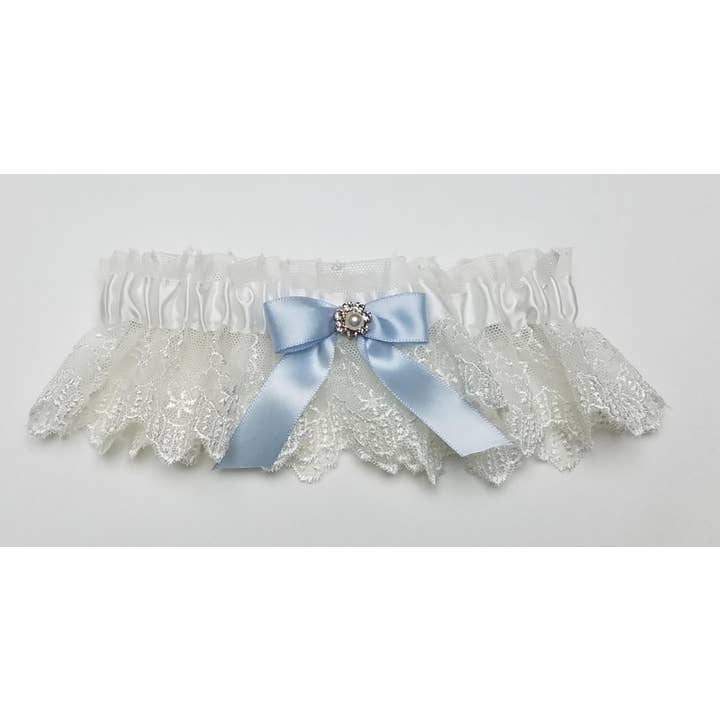 Ivory Lace W/ Light Blue Bow for wholesale by Simply Charming