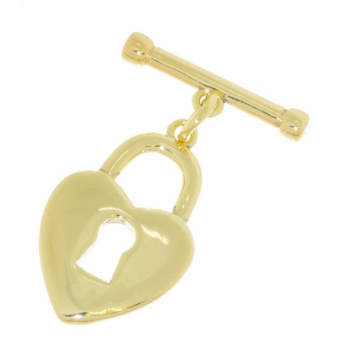 Gold Heart and Padlock Toggle Clasp CLG125 for wholesale by Jewel Pledge