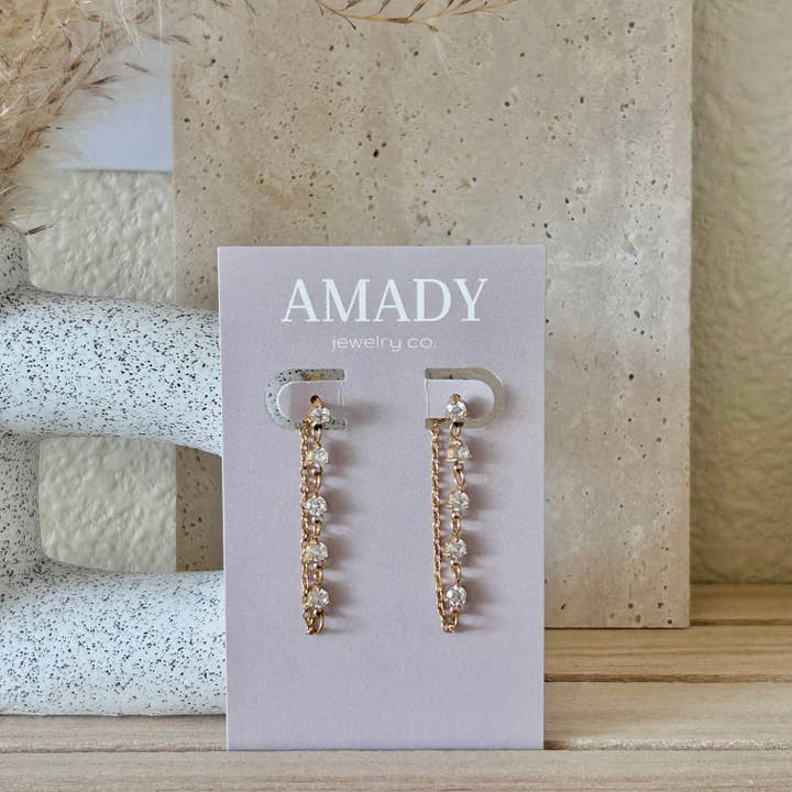 Gold Plated Crystal Dangle Earrings – Lightweight Statement for wholesale by Amady Jewelry