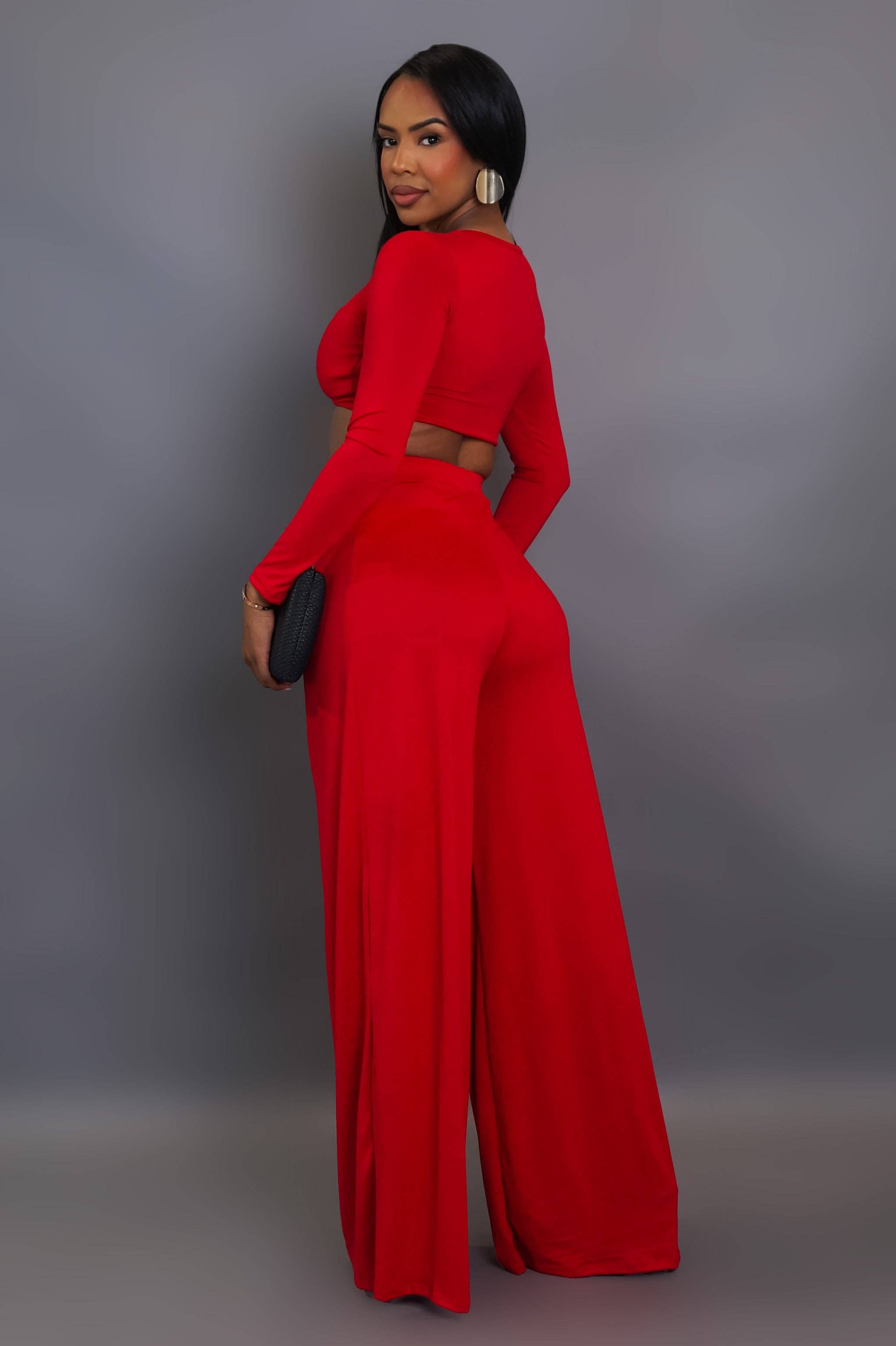 5besties inc - Wholesale Top & Pant Set (NOT Loungewear) - Women's - METAL TRIM FRONT CROP TOP AND WIDE LEG PANTS SET3