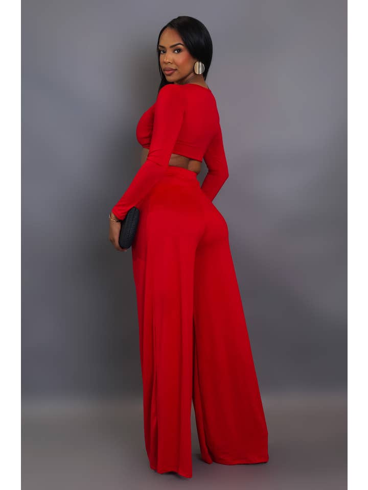 5besties inc - Wholesale Top & Pant Set (NOT Loungewear) - Women's - METAL TRIM FRONT CROP TOP AND WIDE LEG PANTS SET3