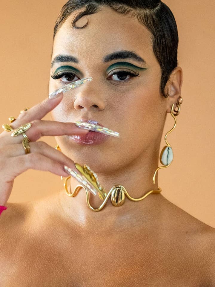 Wimbi gold cowrie chocker for wholesale by Dear Katiopae