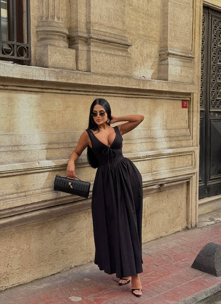 Standpoint Top – Vestido - Mulher por atacado – Vestido Riviera Maxi – Corpete – Laço Frontal – 120133