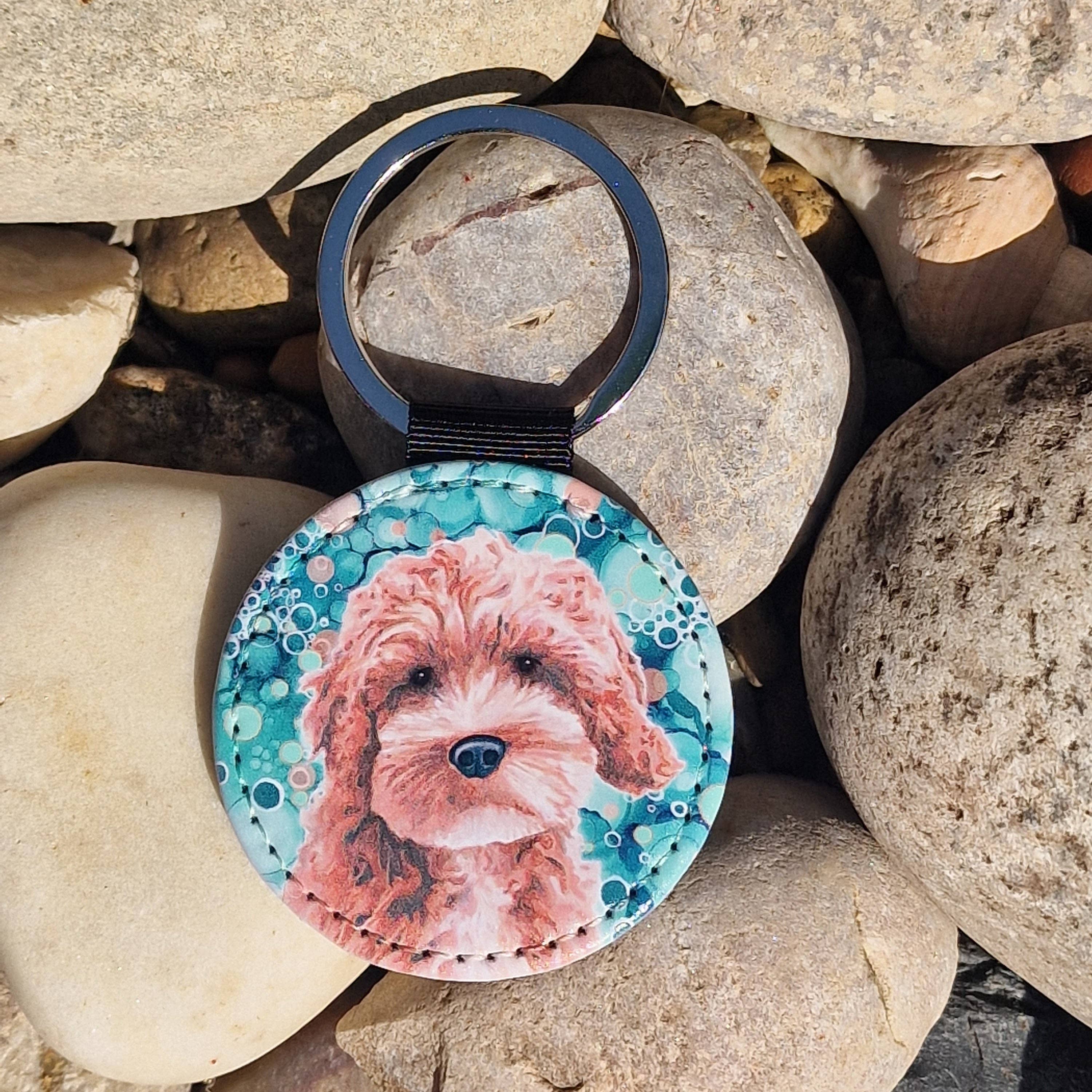 By Jo Crafts – wholesale Keychain – Unisex – 114-KR - Cockerpoo Dog Faux Leather Keyring7