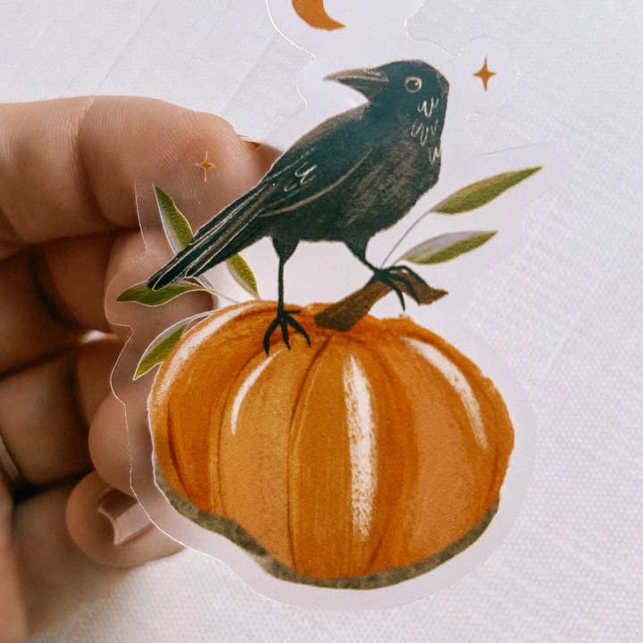 Lantern Print Co. - Wholesale Sticker - Vinyl Sticker: Harbinger - 3" Clear crow sticker0