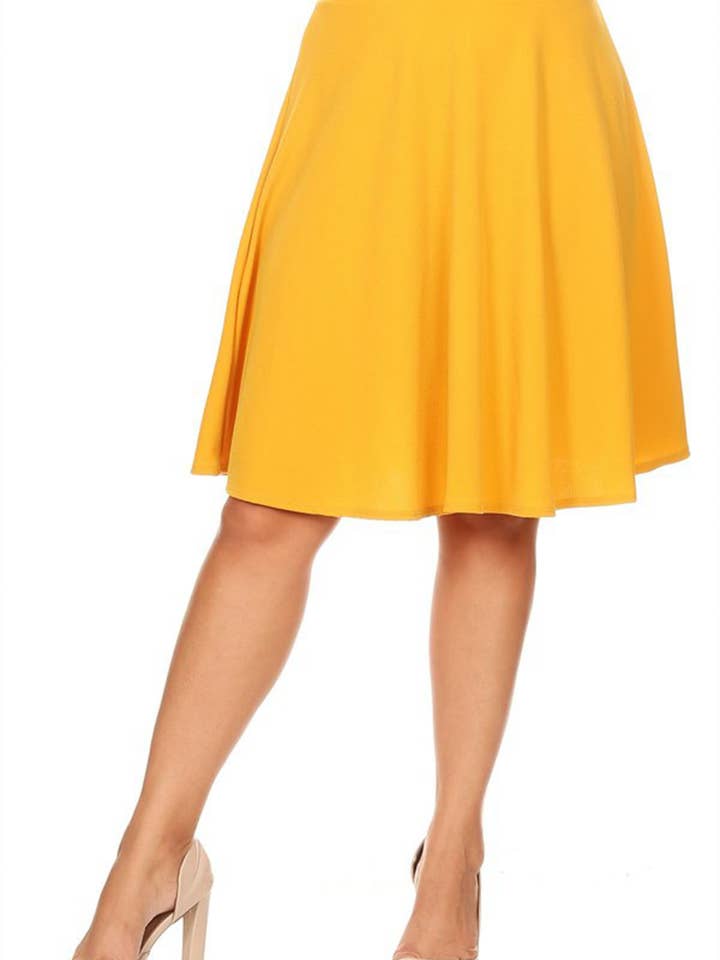 Women's Plus Size Stretchy Casual Basic A-Line Midi Skirt for wholesale by MOA COLLECTION