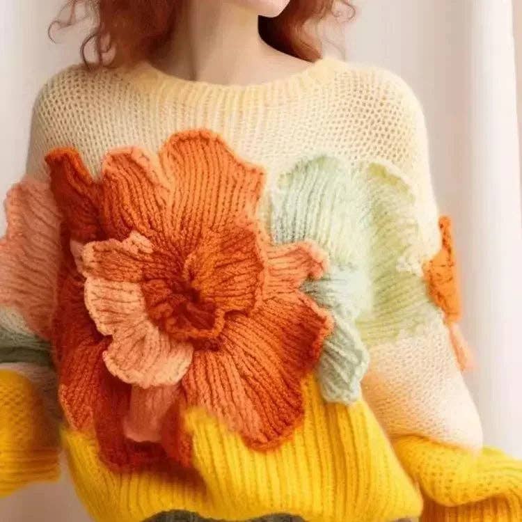 Yellow Stereoscopic Flower Sweater for wholesale on Faire1