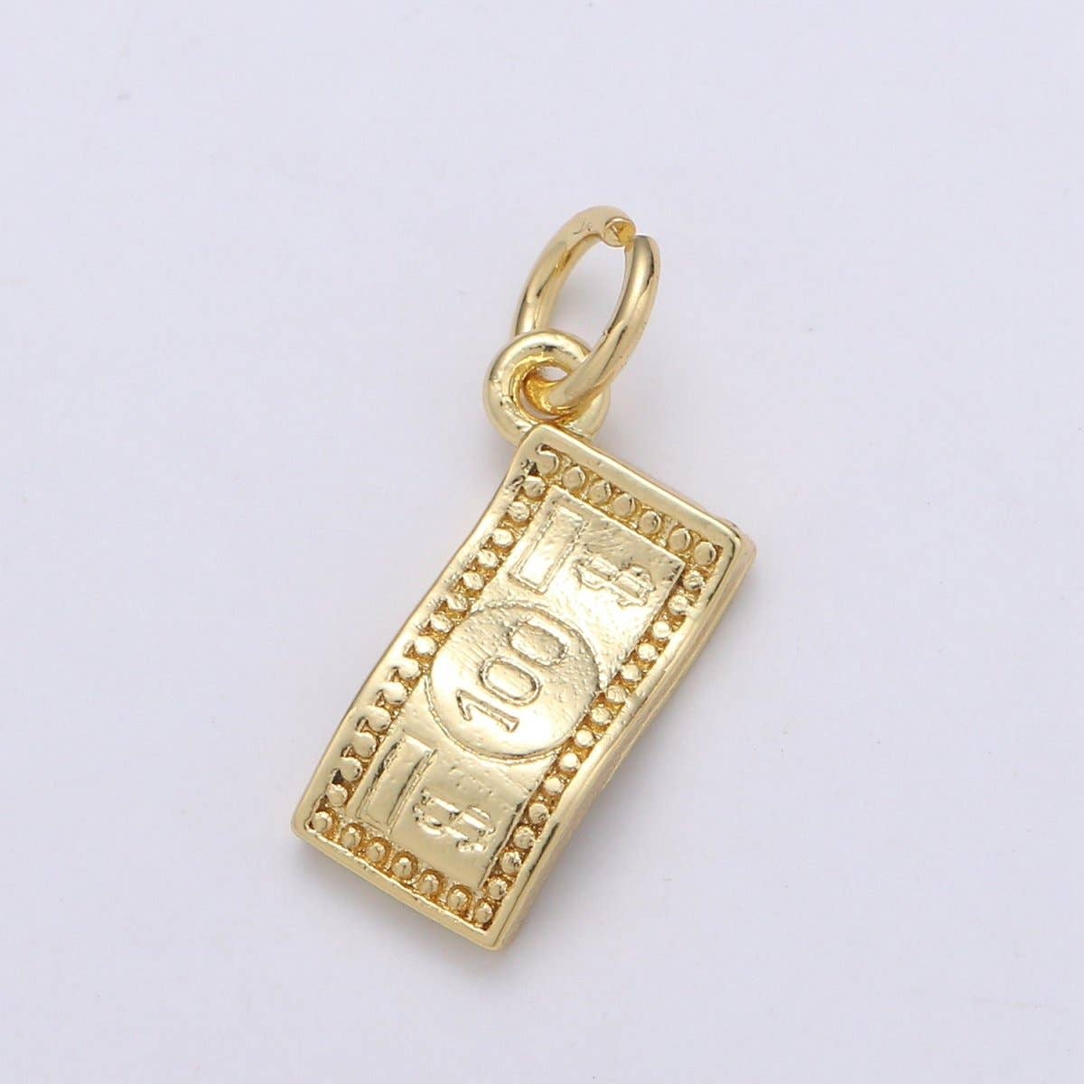 Aim Eternal - Wholesale Individual Charm/Pendant - 24K Gold Filled dollar Paper Money "$100" Charm E-063