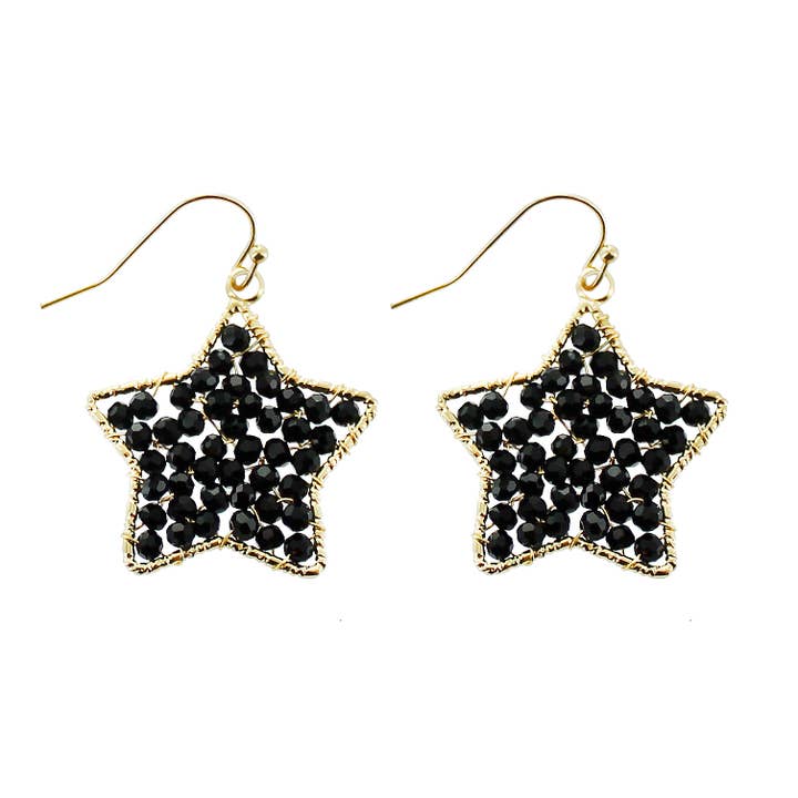 Crystal Beaded Star Earrings for wholesale by PANNEE