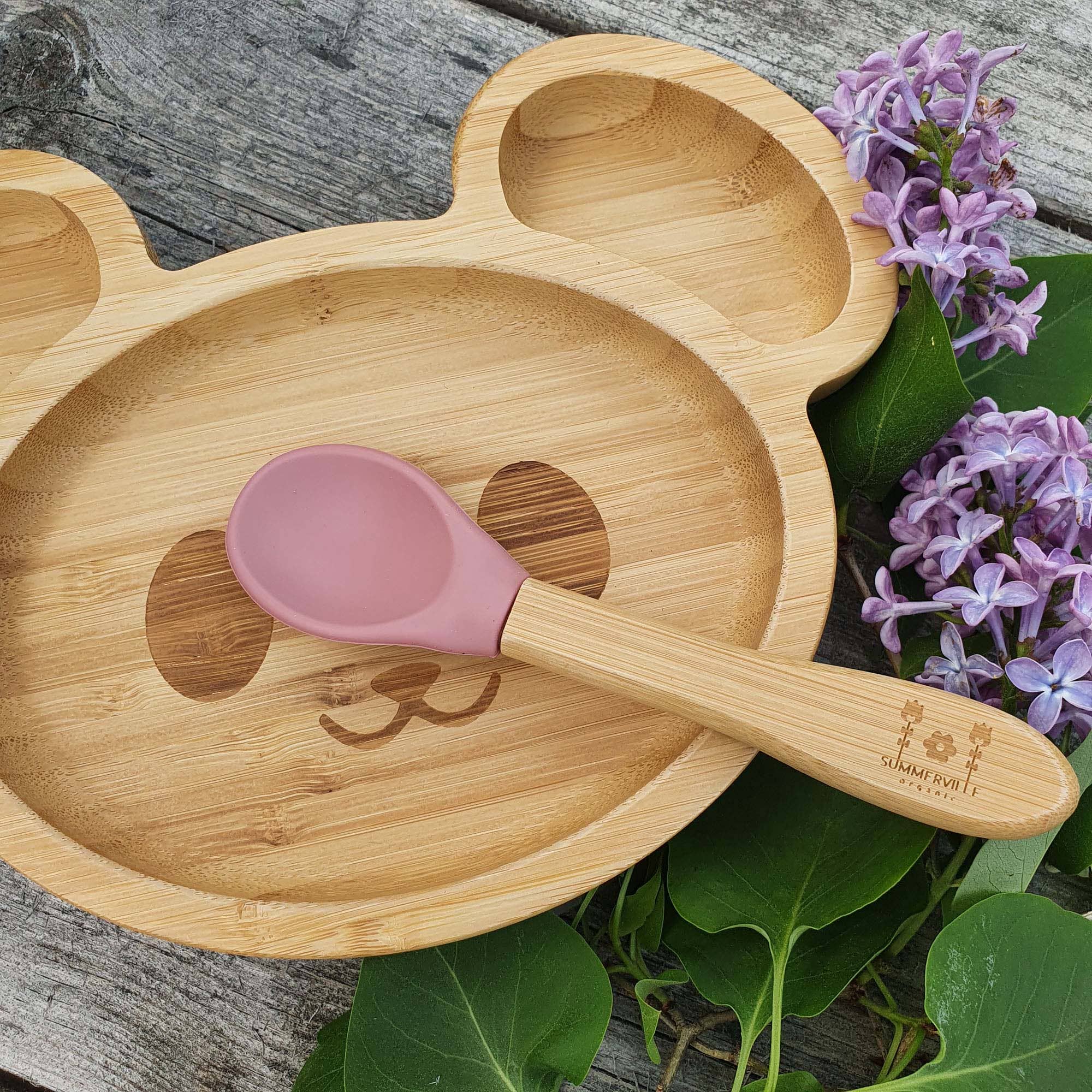 Summerville organic – wholesale Dinnerware set – Kids & Baby – Kids Bamboo Tableware Mouse Dusty Rose4