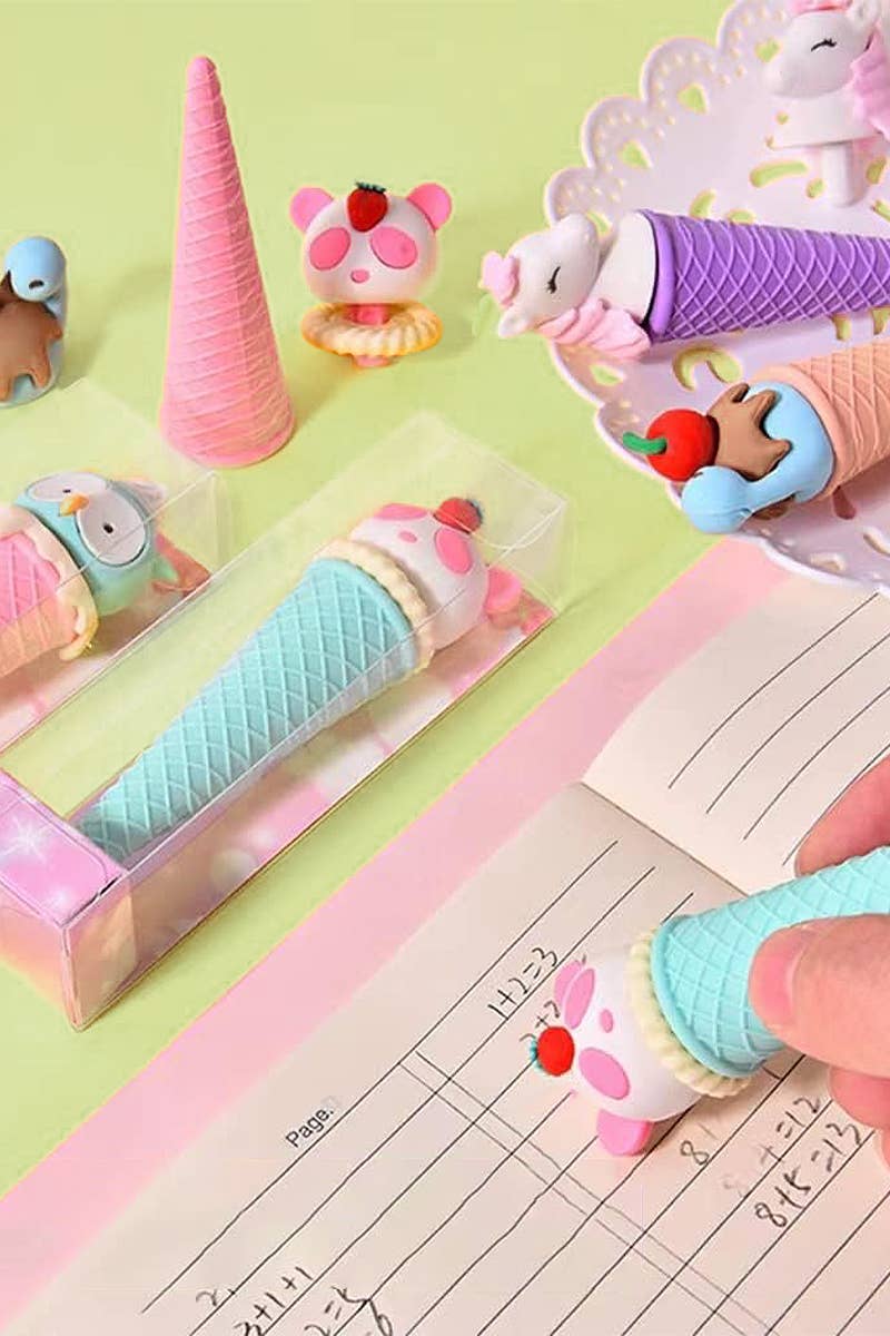 Cap Zone – wholesale Eraser – Animal Ice Cream Cone TPU Eraser Collection2