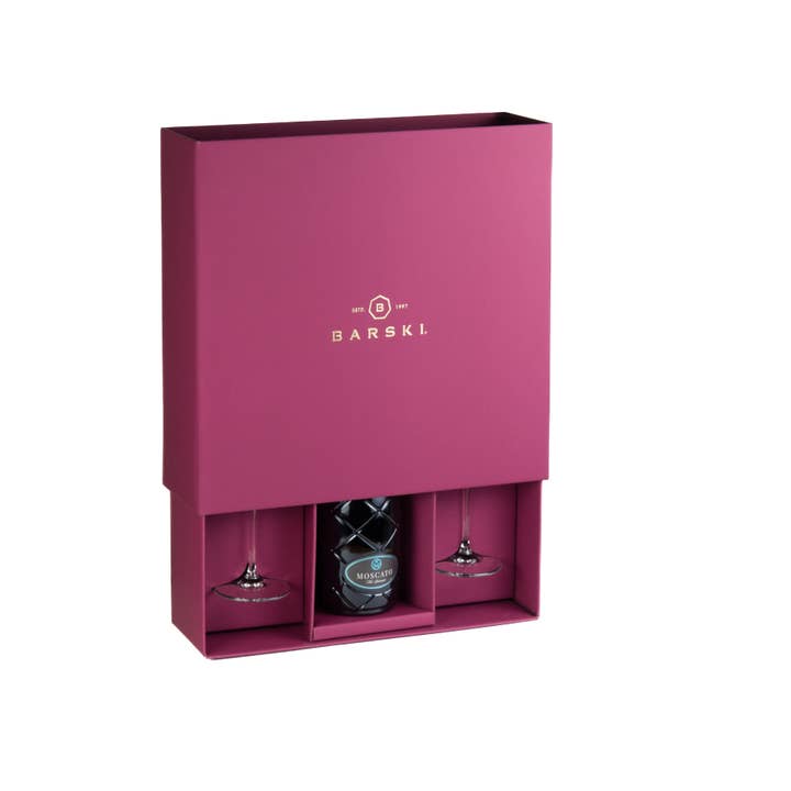 Barski - Wholesale Wine Glass - Gift Box, Wine Goblet Set of 2 with Space for Wine Bottle