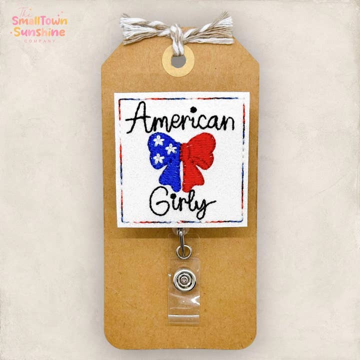 American Girly Badge Reel for wholesale by The SmallTownSunshine Company