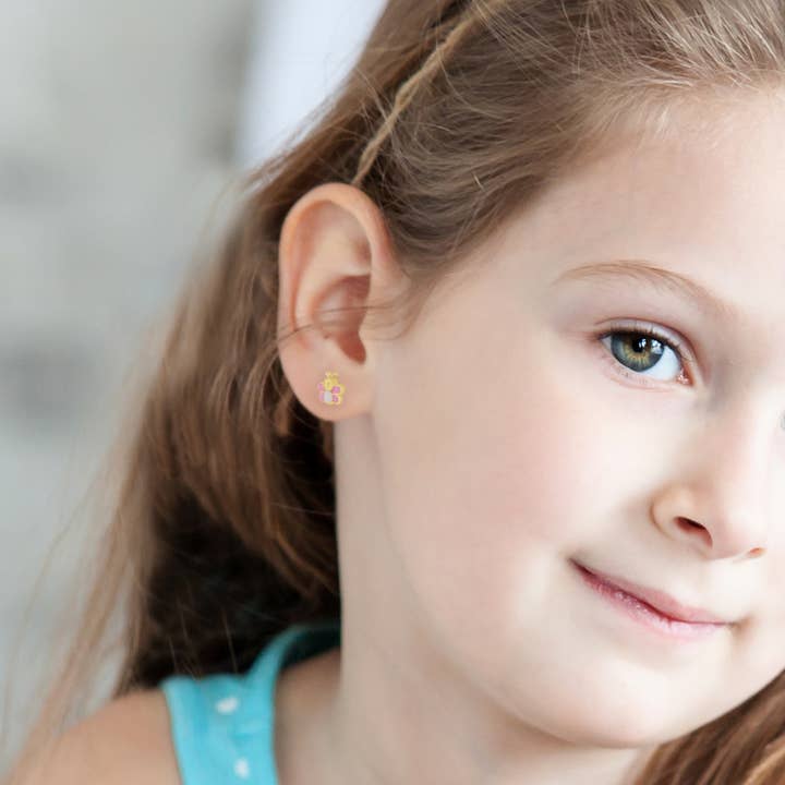 In Season Jewelry - Wholesale Earrings - Kids - 14k Gold Busy Bee Baby / Toddler / Kids Earrings2