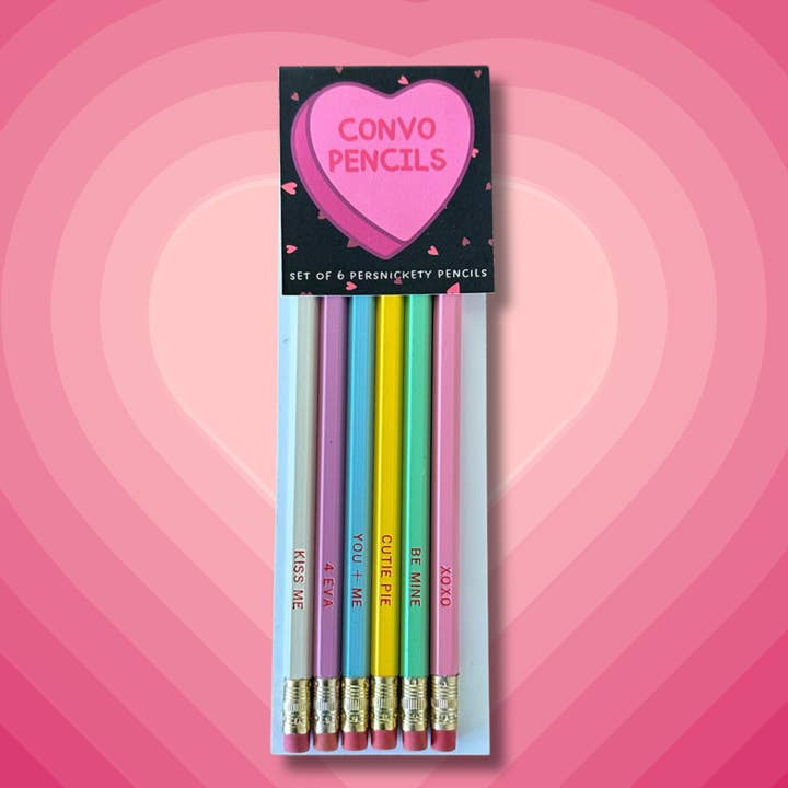 Set di Matite con Cuori di Conversazione | Set di Matite per San Valentino per la vendita all'ingrosso da parte di Persnickety Pencil Co.