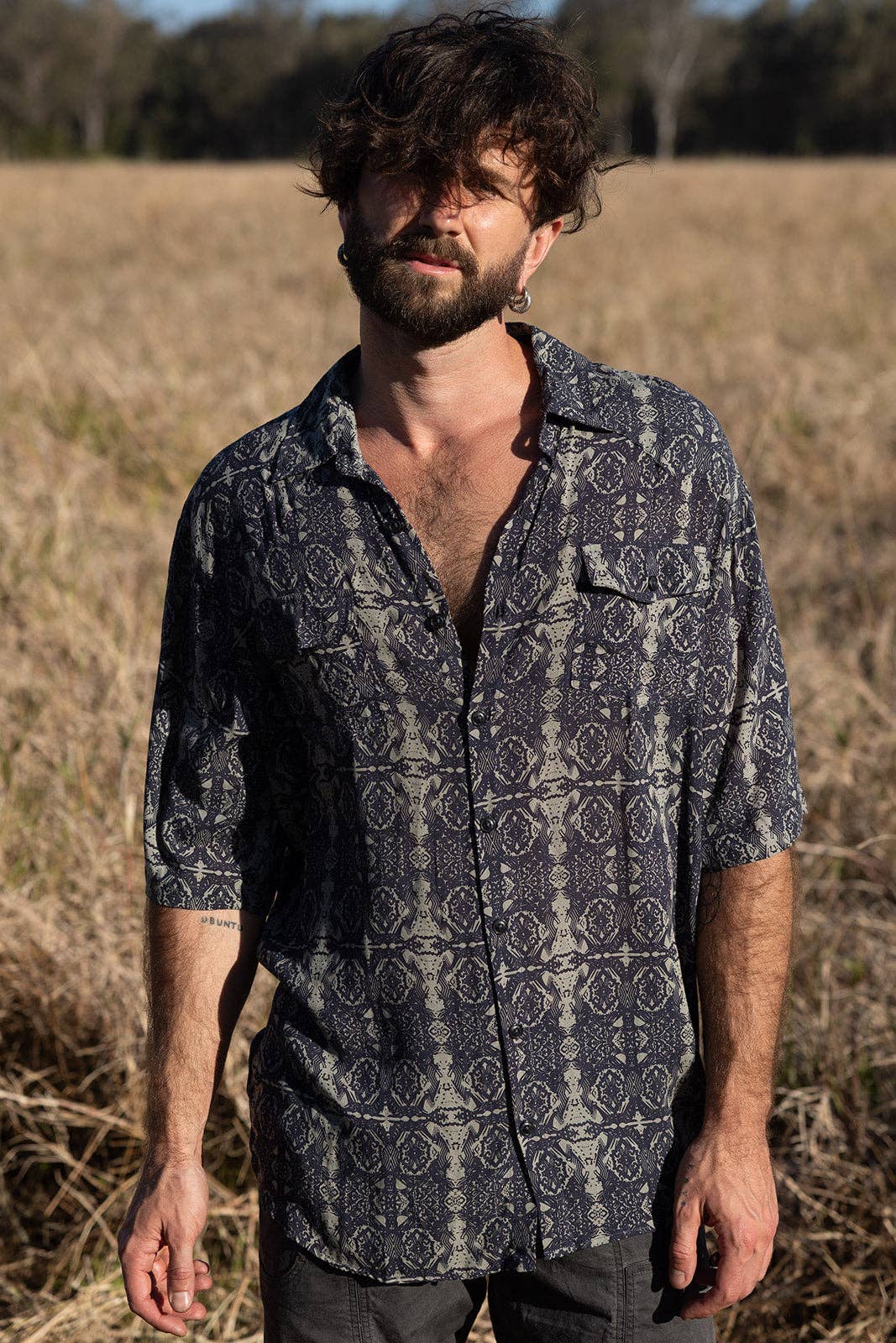 IDIS - Wholesale Button Down Shirt - Men's - Grey Batik Shirt5