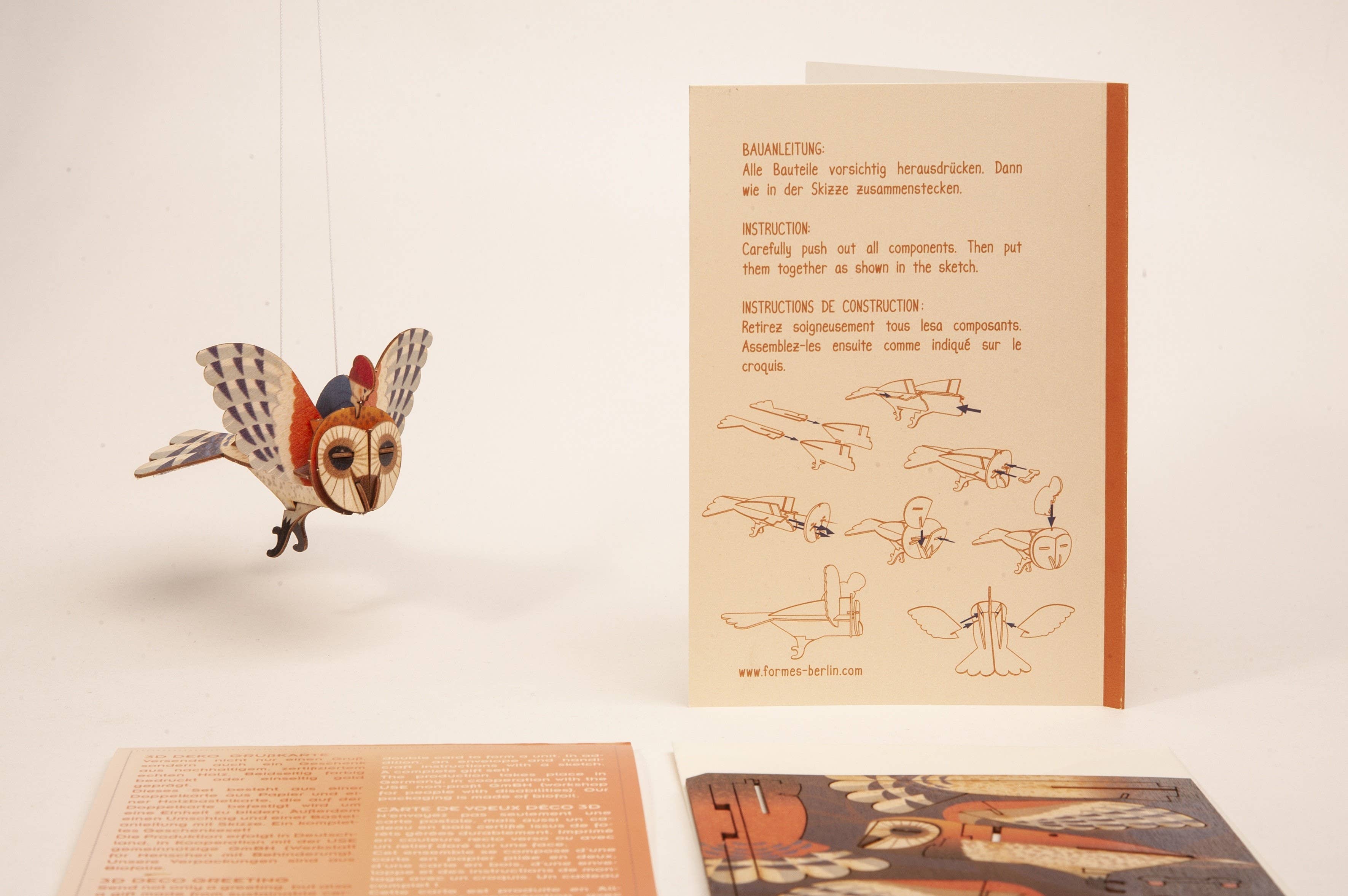 Formes Berlin GbR - Vente Cartes de Noël - Carte de vœux déco 3D chouette3