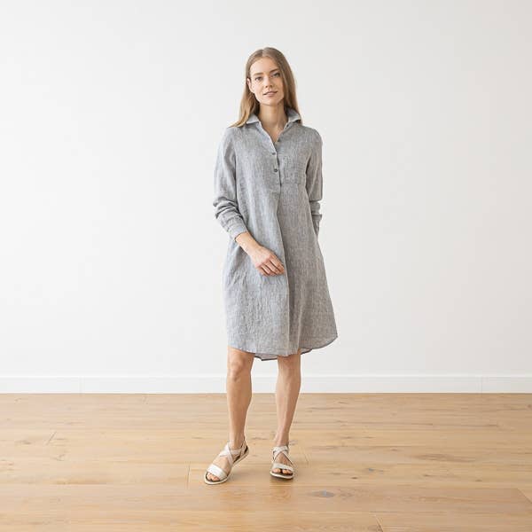 Linnen tuniek Graphite Melange Camilla voor wholesale door LinenMe