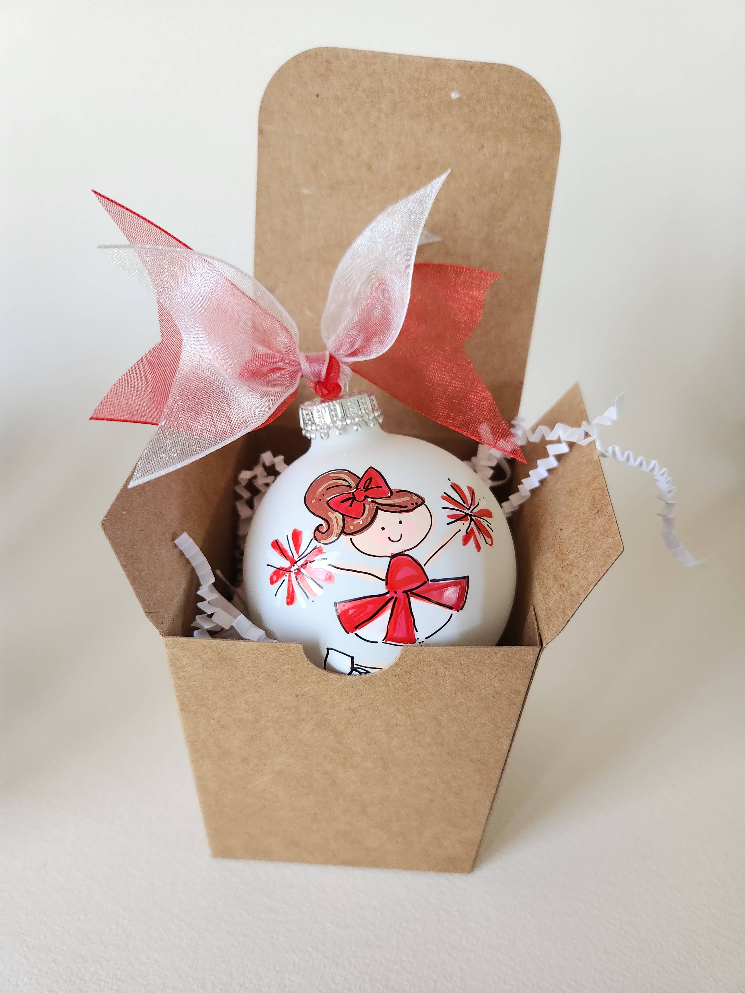 Kirsten in Color - Wholesale Ornament - Cheerleader hand painted glass ornament1