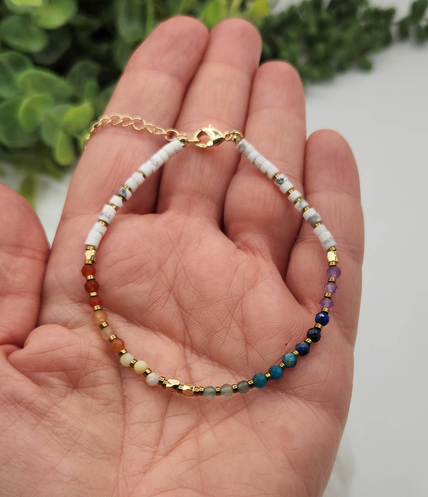 Meraki Gemstones - Wholesale Beaded Bracelet - CHAKRA-3mm Faceted Gemstone Bracelet with Gold Color Clasp9