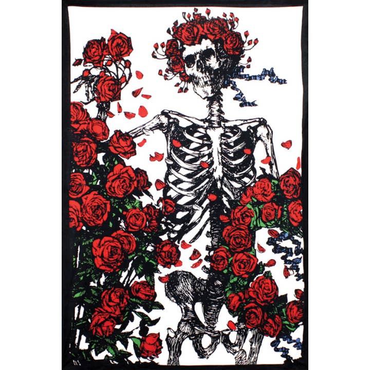 Sunshine Joy - Wholesale Tapestry/Textile - 3D Grateful Dead Tapestry Skeleton & Roses Tapesties