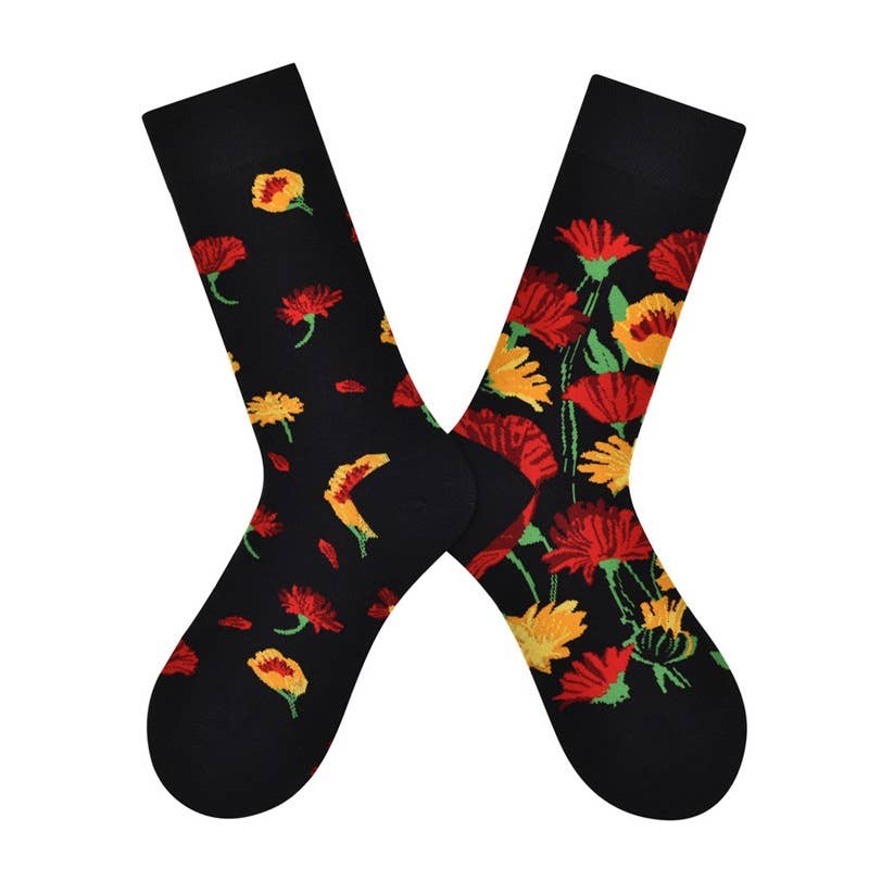 Tourtiwi – Meias - Unissexo por atacado – Meias com padrão de pintura a óleo assimétrico0