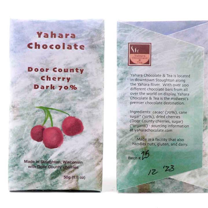 Yahara Door County Cherry Dark 70% for wholesale by Yahara Chocolate