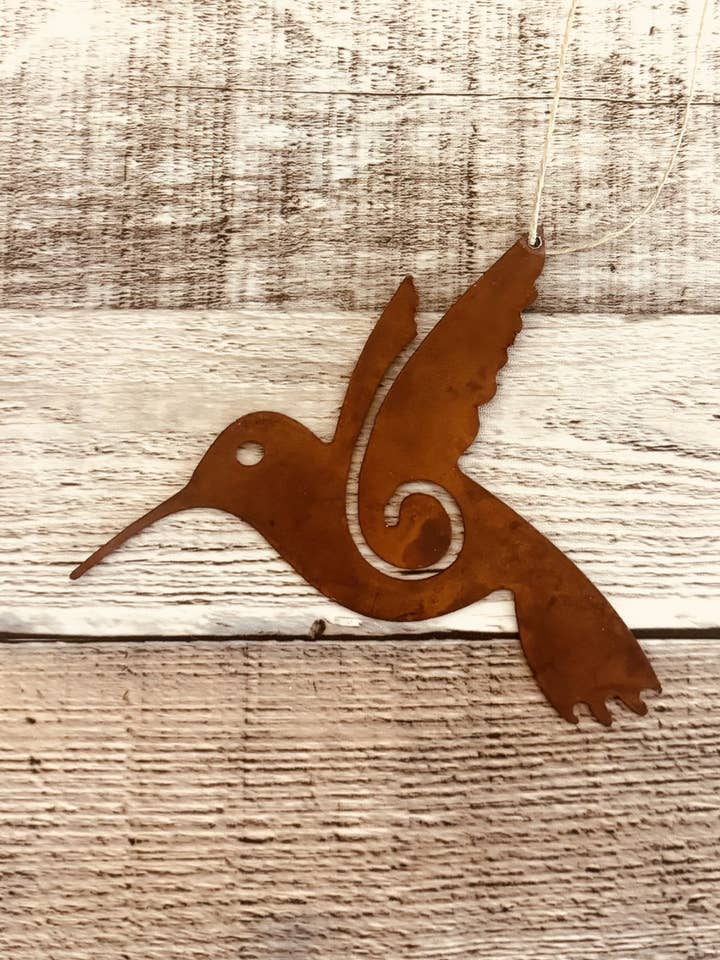 Spirit Hummingbird Rustic Metal Southwestern Desert Ornament for wholesale by Universal Ironworks USA